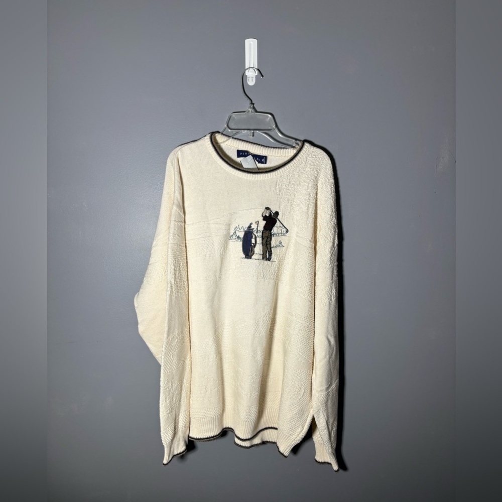 Vintage Pinnacle Knit Crewneck Golf Sweater Mens Size XL